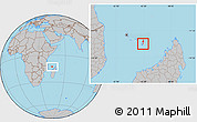 Gray Location Map of Mayotte, hill shading inside