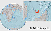 Gray Location Map of Mayotte, hill shading outside