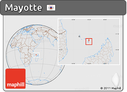 Gray Location Map of Mayotte, lighten, desaturated