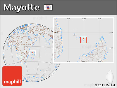 Gray Location Map of Mayotte, lighten, desaturated