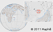 Gray Location Map of Mayotte, lighten, desaturated, hill shading