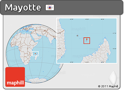 Gray Location Map of Mayotte, lighten, desaturated, land only