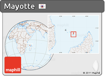 Gray Location Map of Mayotte, lighten