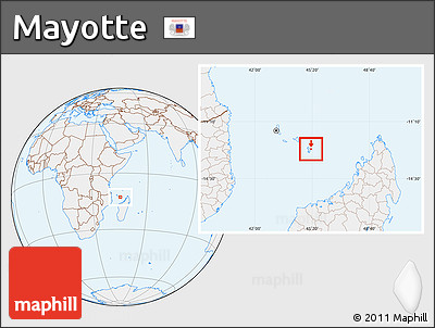 Gray Location Map of Mayotte, lighten