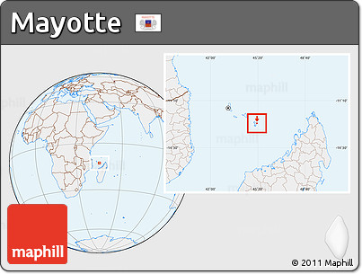Gray Location Map of Mayotte, lighten