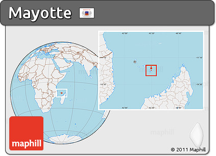 Gray Location Map of Mayotte, lighten, land only