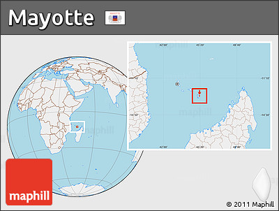 Gray Location Map of Mayotte, lighten, land only