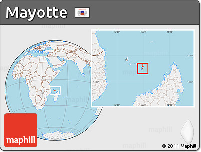 Gray Location Map of Mayotte, lighten, land only