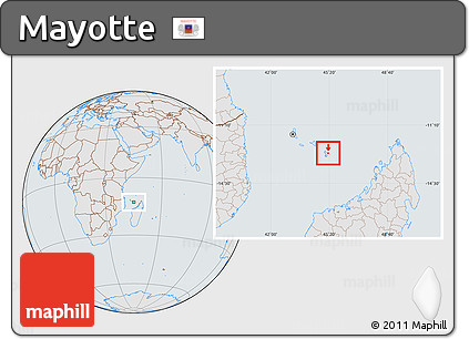 Gray Location Map of Mayotte, lighten, semi-desaturated