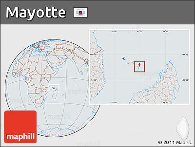 Gray Location Map of Mayotte, lighten, semi-desaturated