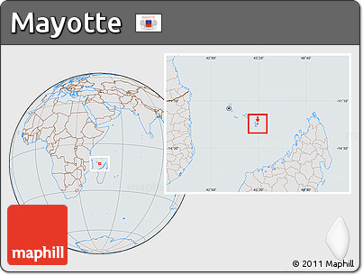 Gray Location Map of Mayotte, lighten, semi-desaturated