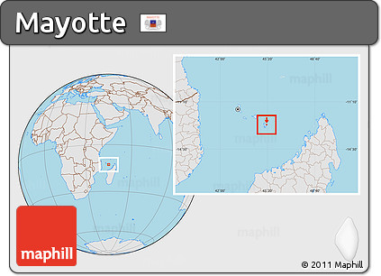Gray Location Map of Mayotte, lighten, semi-desaturated, land only