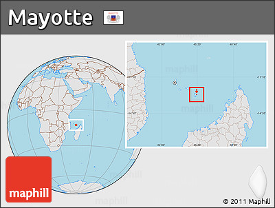 Gray Location Map of Mayotte, lighten, semi-desaturated, land only
