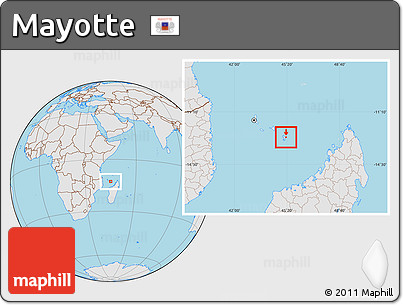 Gray Location Map of Mayotte, lighten, semi-desaturated, land only