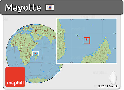 Gray Location Map of Mayotte, savanna style outside