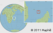 Gray Location Map of Mayotte, savanna style outside, hill shading inside