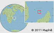 Gray Location Map of Mayotte, savanna style outside