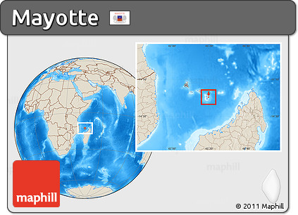 Gray Location Map of Mayotte, shaded relief outside