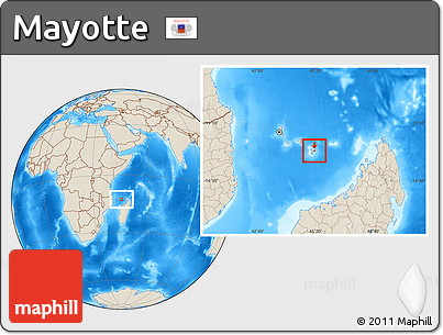 Gray Location Map of Mayotte, shaded relief outside