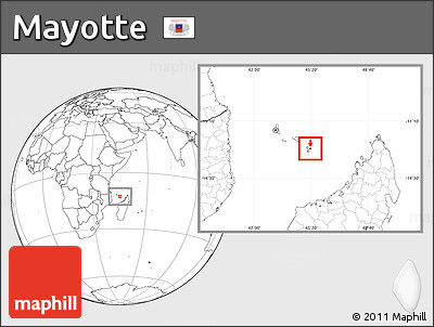 Physical Location Map of Mayotte, blank outside