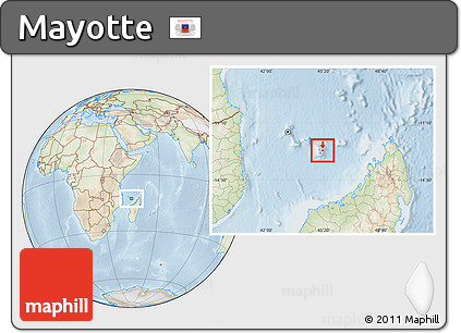 Physical Location Map of Mayotte, lighten