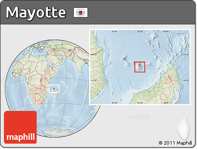 Physical Location Map of Mayotte, lighten