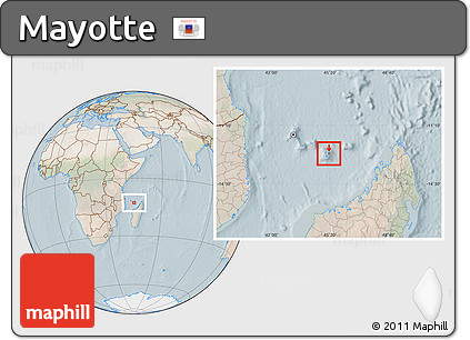 Satellite Location Map of Mayotte, lighten