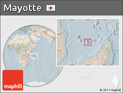 Satellite Location Map of Mayotte, lighten