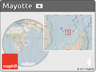 Satellite Location Map of Mayotte, lighten