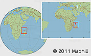 Savanna Style Location Map of Mayotte, within the entire continent