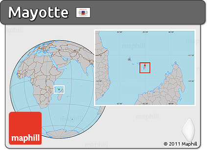 Savanna Style Location Map of Mayotte, gray outside