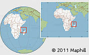 Savanna Style Location Map of Mayotte, highlighted continent, within the entire continent