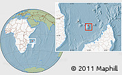 Savanna Style Location Map of Mayotte, highlighted continent, hill shading