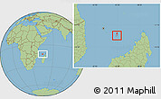 Savanna Style Location Map of Mayotte, hill shading inside