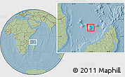 Savanna Style Location Map of Mayotte, hill shading outside