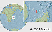 Savanna Style Location Map of Mayotte, hill shading