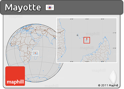 Savanna Style Location Map of Mayotte, lighten, desaturated