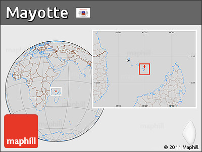 Savanna Style Location Map of Mayotte, lighten, desaturated
