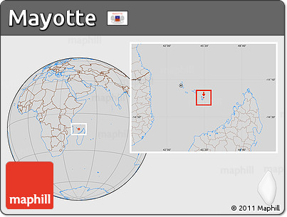 Savanna Style Location Map of Mayotte, lighten, desaturated
