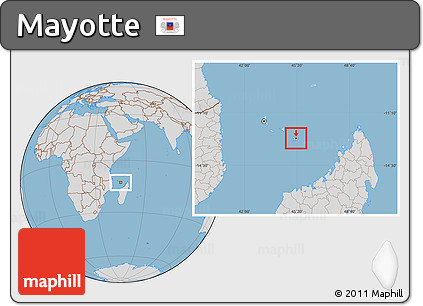 Savanna Style Location Map of Mayotte, lighten, desaturated, land only