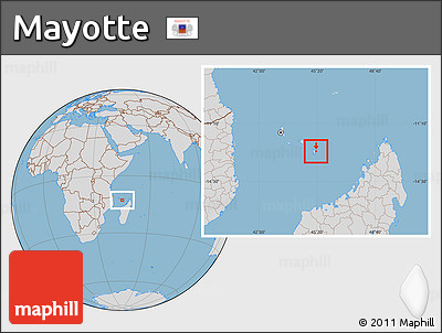 Savanna Style Location Map of Mayotte, lighten, desaturated, land only