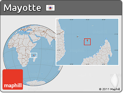 Savanna Style Location Map of Mayotte, lighten, desaturated, land only