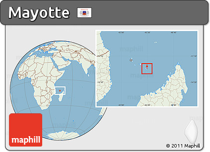 Savanna Style Location Map of Mayotte, lighten, land only