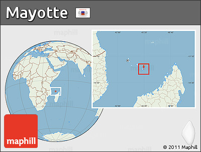 Savanna Style Location Map of Mayotte, lighten, land only