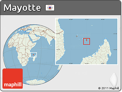 Savanna Style Location Map of Mayotte, lighten, land only