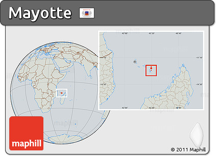 Savanna Style Location Map of Mayotte, lighten, semi-desaturated