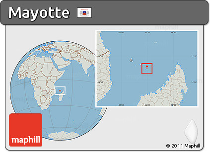 Savanna Style Location Map of Mayotte, lighten, semi-desaturated, land only