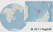Savanna Style Location Map of Mayotte, lighten, semi-desaturated, land only, hill shading