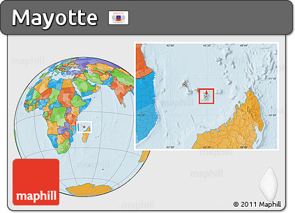 Savanna Style Location Map of Mayotte, political outside