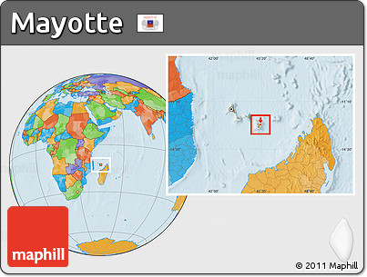 Savanna Style Location Map of Mayotte, political outside